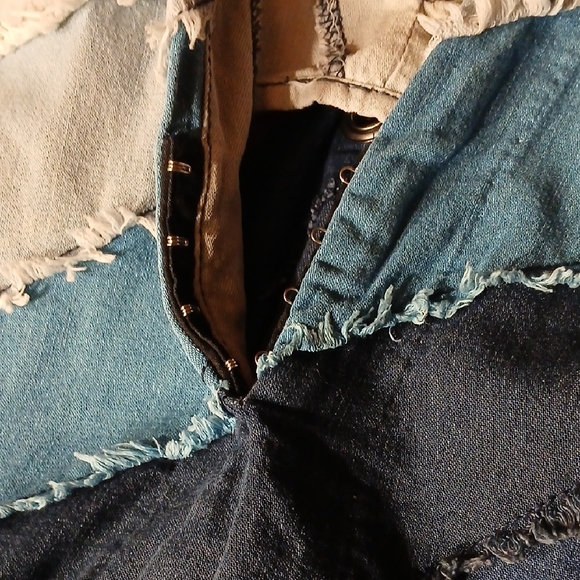 Free People Denim Patchwork Mini Dress - Picture 7 of 8